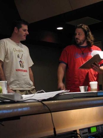 In the studio with bass man Jason Steinsultz.
