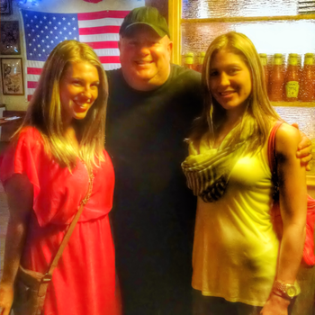 Lena and Michele from Southie in  a kodak moment at Loretta's Last  Call in Bostom
