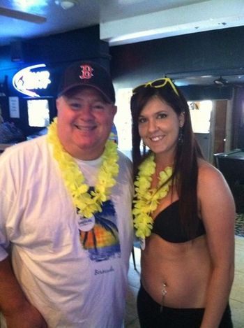 Awesome gig at Tals patio opening. Bartender taking a quick kodak moment with me.
