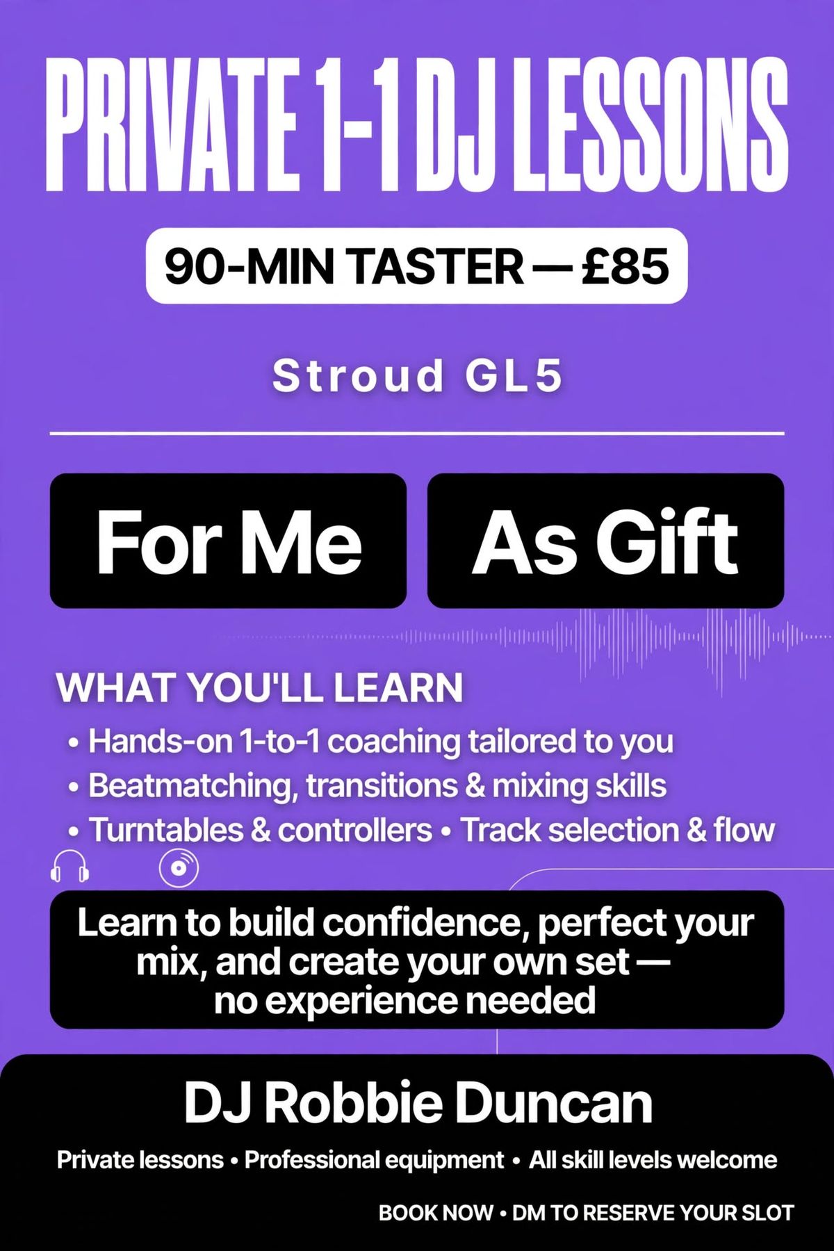Private 1-1 DJ Lessons Gift Voucher