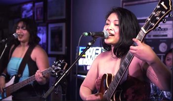 Kaira and Kelli of RAMEKEGA at Hotel Ziggy performing for the We Found New Music Showcase. © 2025 RAMEKEGA/WSP Music Group. All Rights Reserved.
