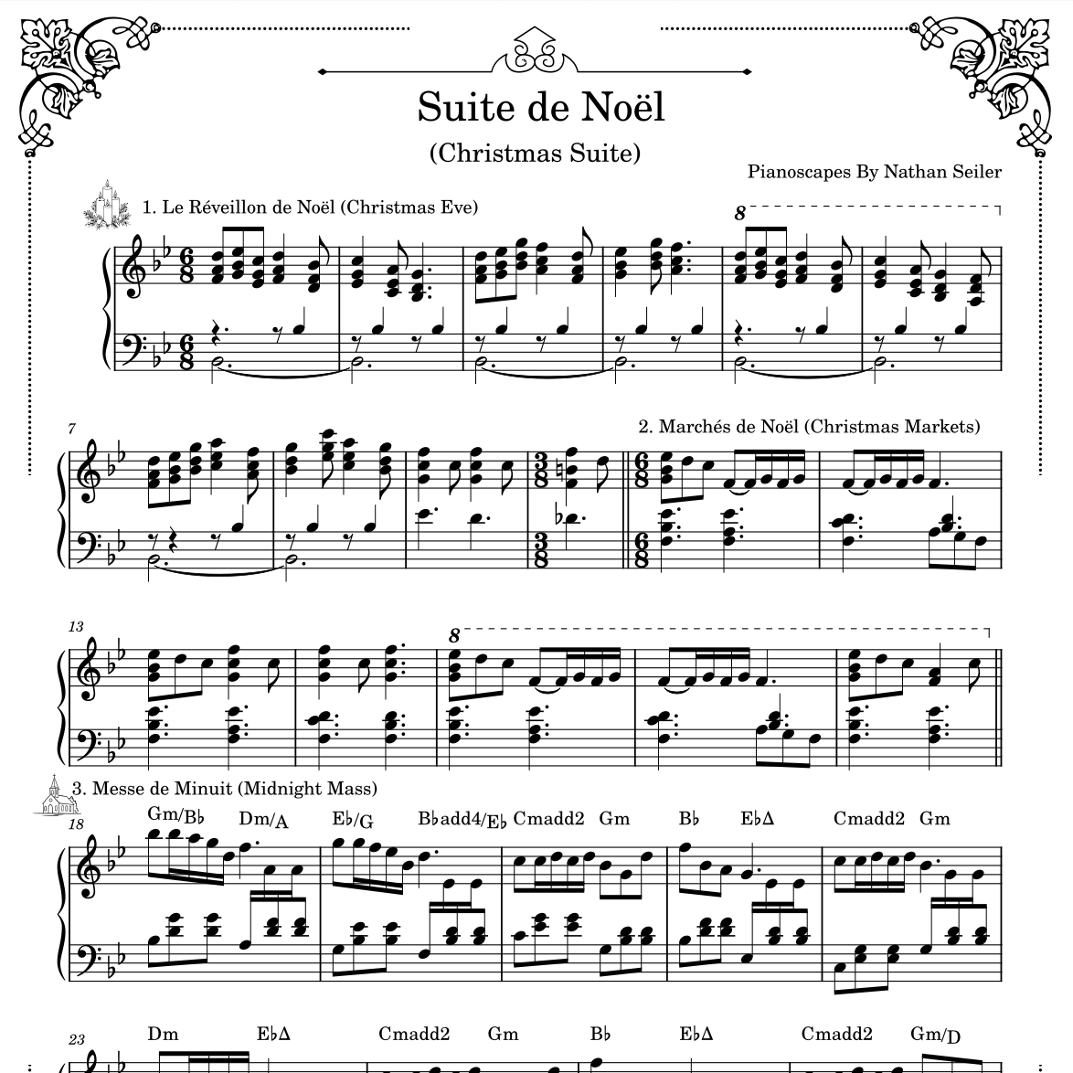 Suite de Noël (Christmas Suite), Official Sheetmusic by Nathan Seiler