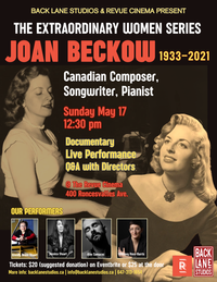 Toronto Movie Theatre Premiere!  "UNSUNG: The Joan Beckow Story" Screening, Live Performance and Director Q & A 
