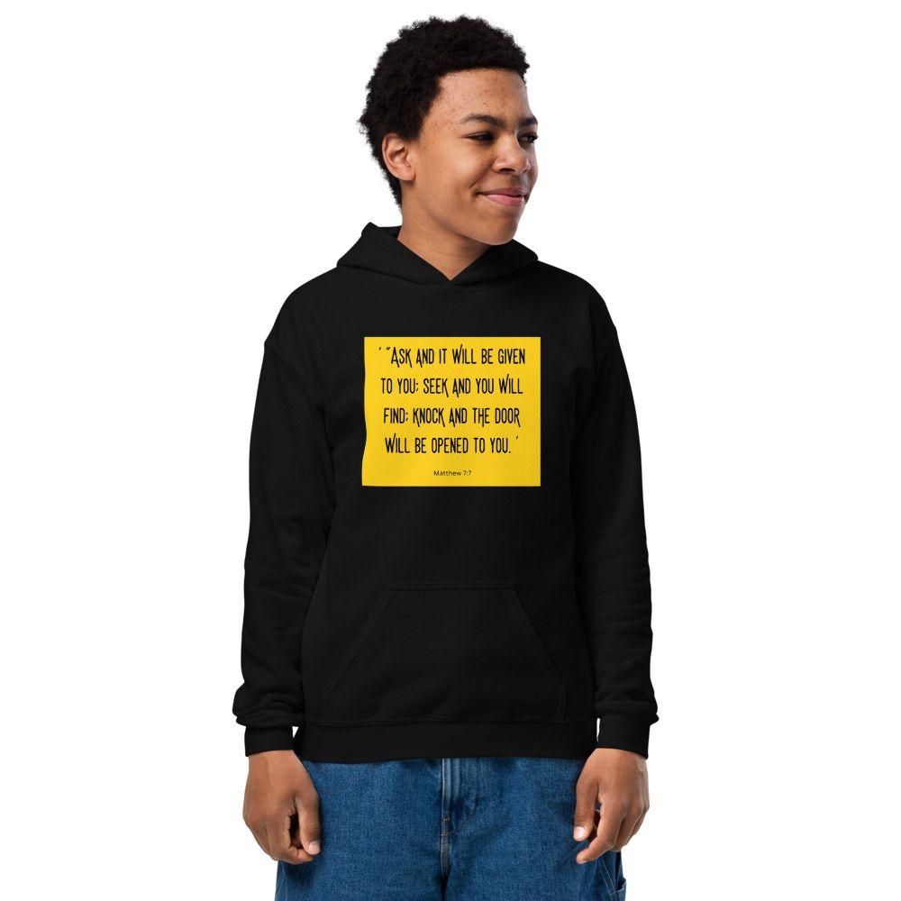 Matthew 7:7 Youth Heavy Blend Hoodie | Gildan 18500B