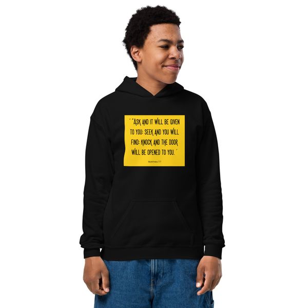 Matthew 7:7 Youth Heavy Blend Hoodie | Gildan 18500B