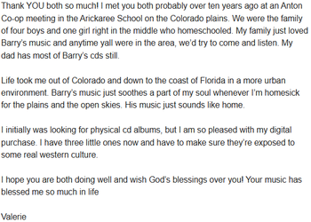 An encouraging letter from Valerie
