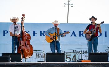 Barry along with Orin and Jesse Friesen at Walnut Valley Festival (Stage 3)- Winfield, KS (Sept. 2026). Photo by Leonard Carr, 3rd Mountain Media.
