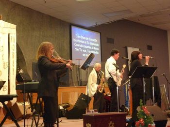 Beth Shalom, Miriam on violin... Rene Block on sax
