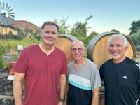 Peter, Harry, and Russ at Horse Thief Vineyards