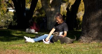 Chill out time with her companion.
