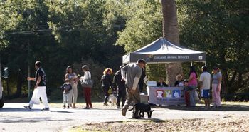 The line is getting long at the Oakland Animal Services tent.
