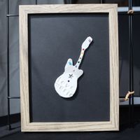 Framed Rainbow Gemstone Ceramic Electric Guitar Wall Art