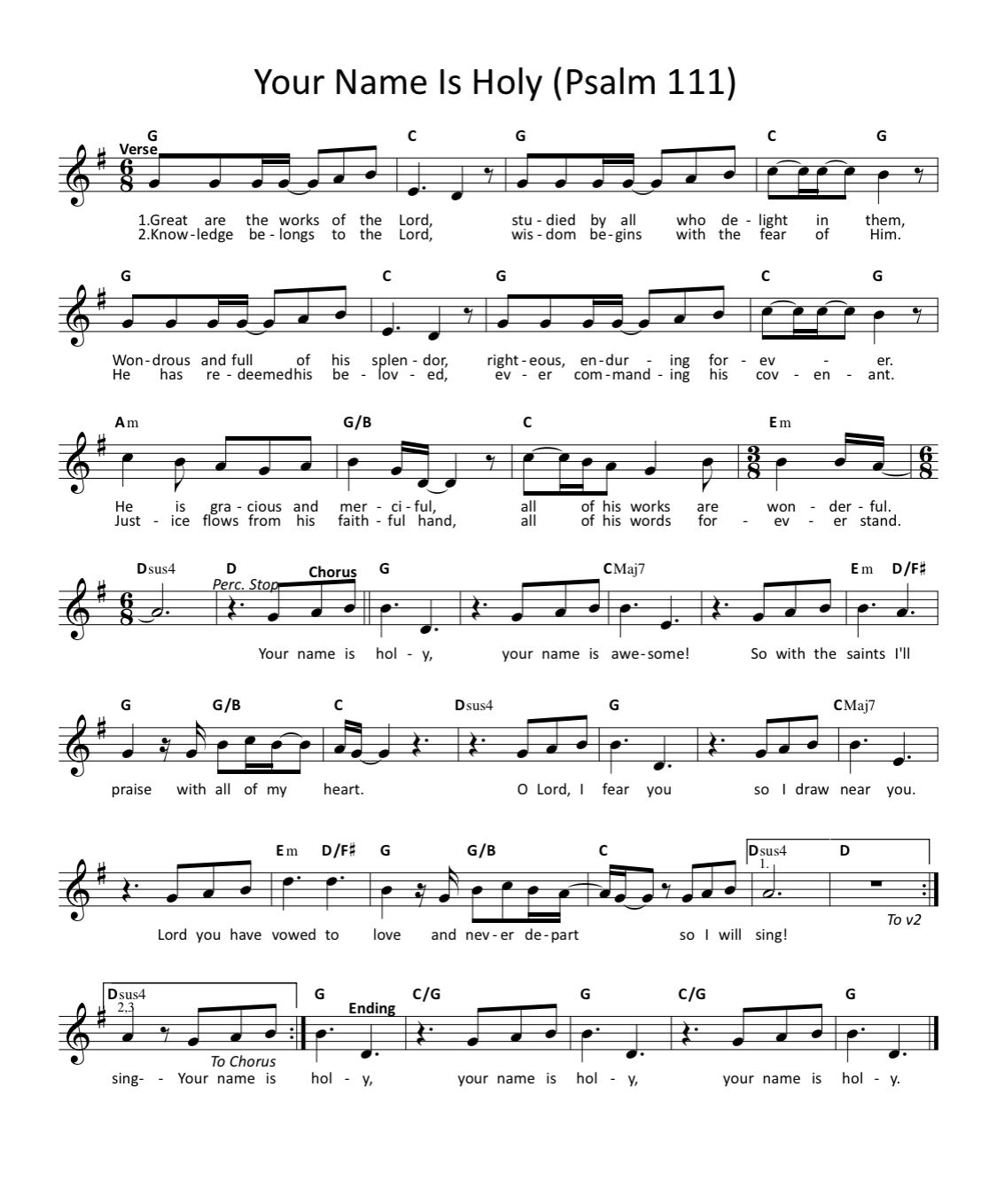 Your Name is Holy-lead sheet