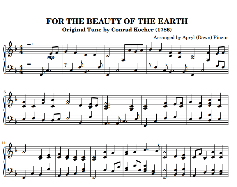 For the Beauty of the Earth-piano arrangement