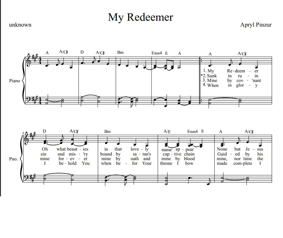 My Redeemer-sheet music