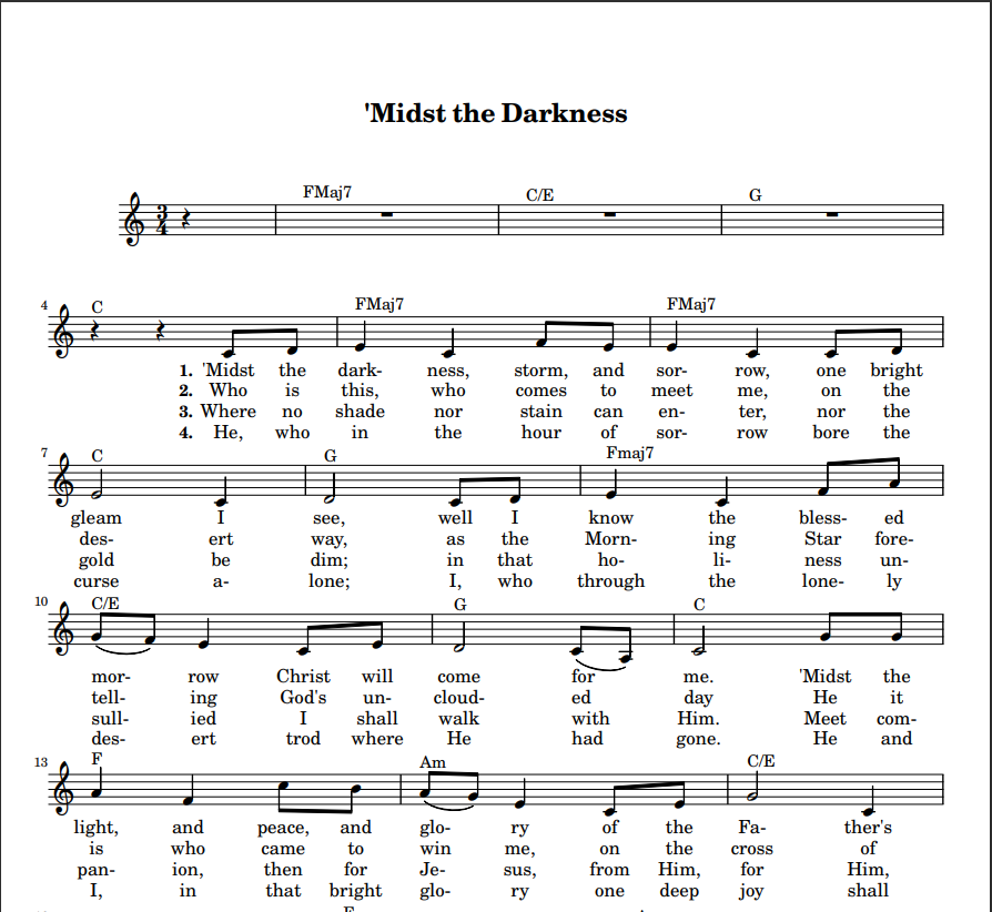 'Midst the Darkness Storm and Sorrow-Lead sheet