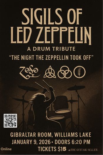 In early '26, our amazing drummer Dylan hosted and performed the 'Sigils of Led Zeppelin – A Drum Tribute' - a one-night-only cinematic and musical experience.
