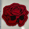 Red RoseSkull Leather Patch