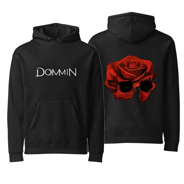 Dommin Logo Hoodie (Red Roseskull on Back)
