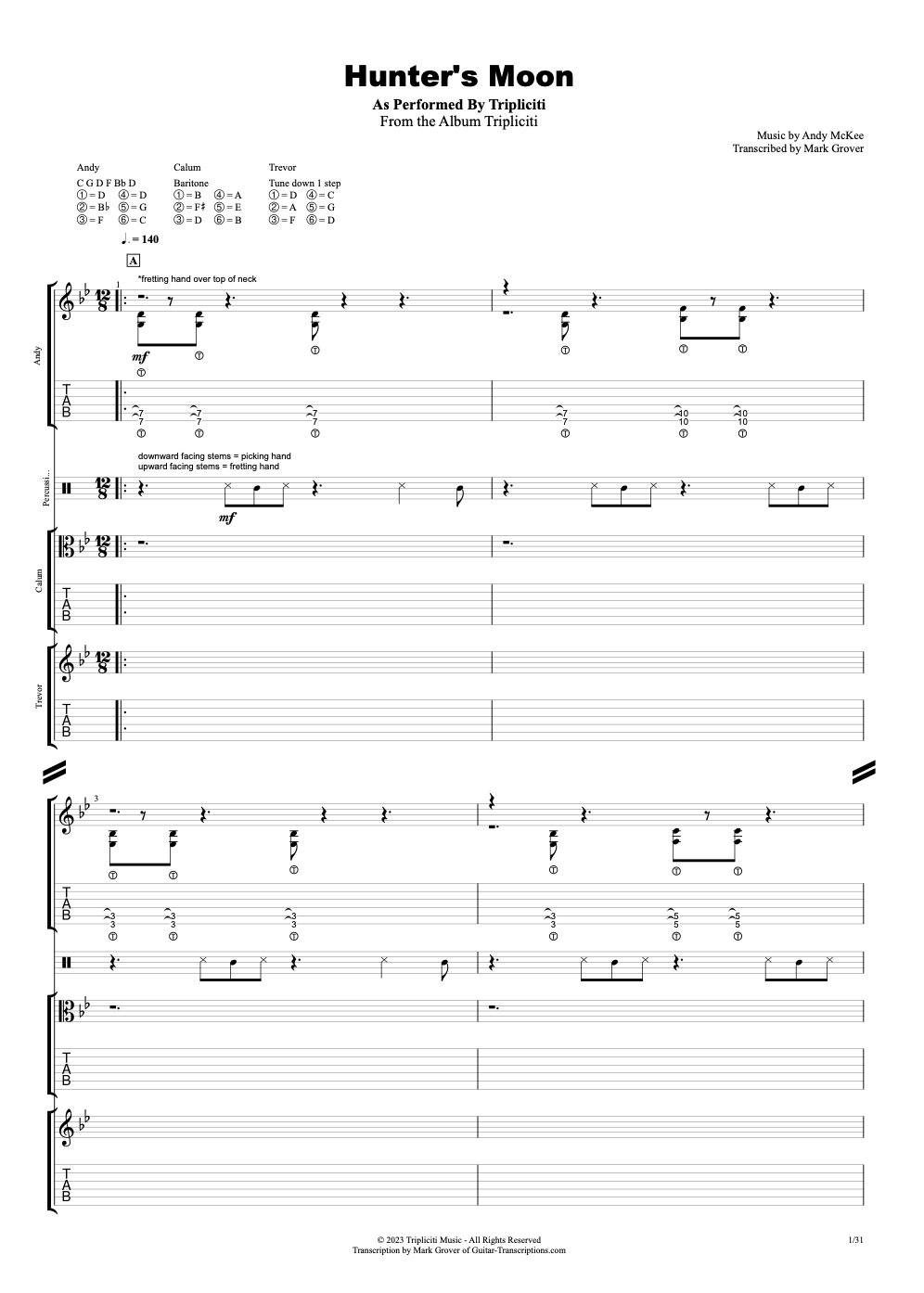 'Hunters Moon' - Guitar Transcription