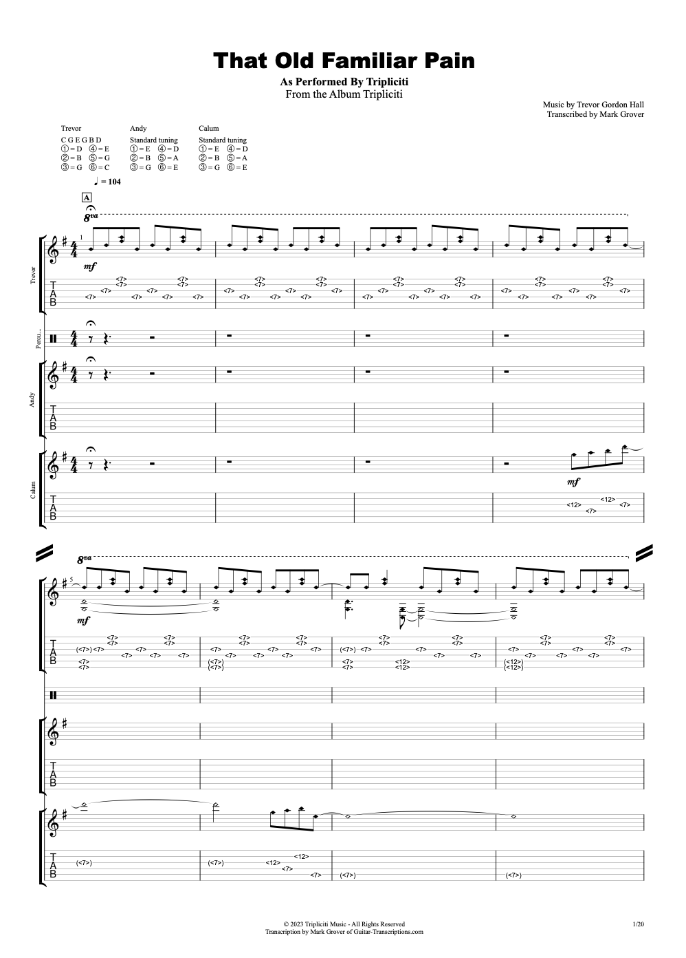 'That Old Familiar Pain'  - Guitar Transcription