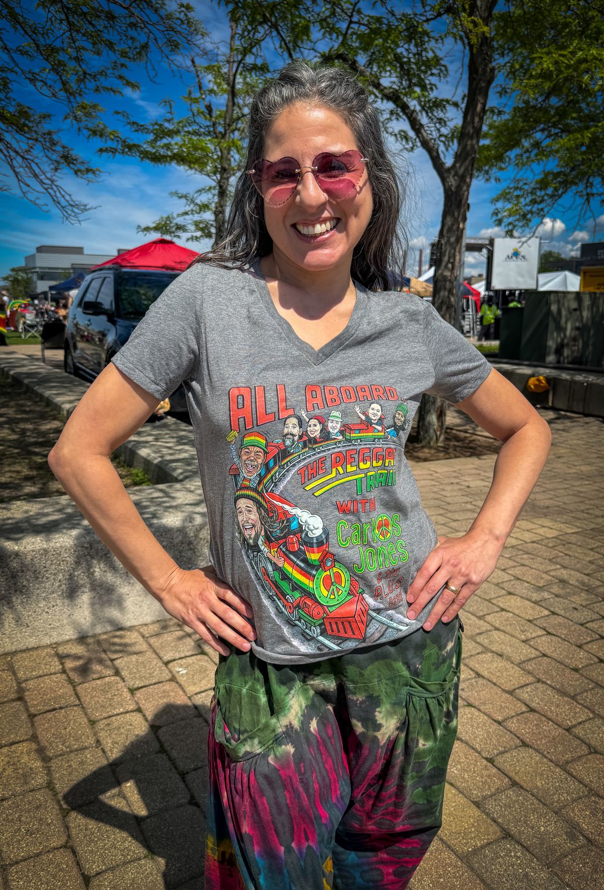 Reggae Train T-Shirt Gray V-Neck (S, M, L, XL)