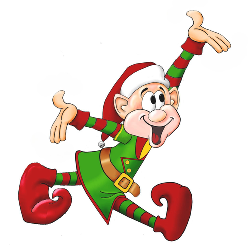 Elfnaggle, Santa's Head Toymaking Elf, waving his hand.