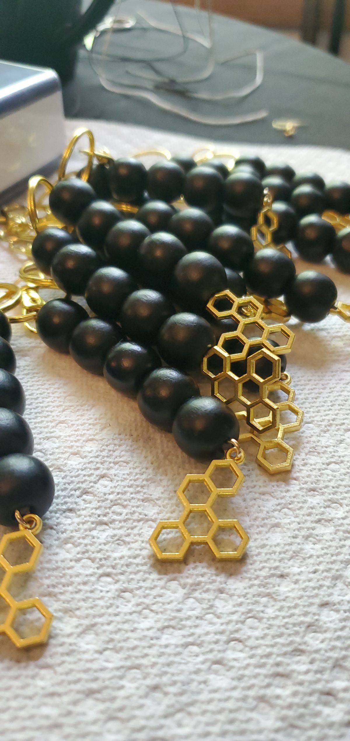 Beaded Honeycomb Keychain