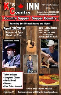 Spaghetti Supper and Country Music with Eric Michael Hawks