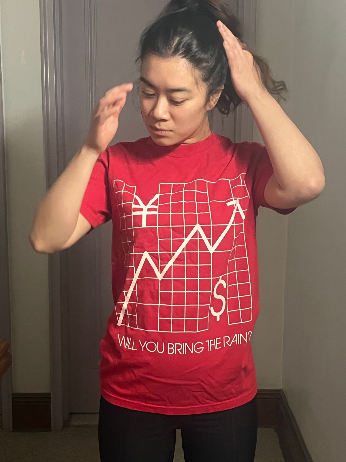 WILL YOU BRING THE RAIN? "ON THE CHARTS" TEE (SCARLETT)