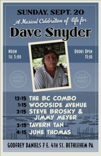 DAVE SNYDER Celebration of Life @ Godfrey Daniels
