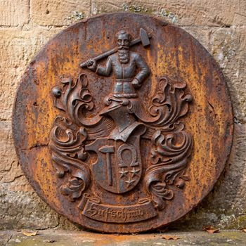 Hufschmid coat of arms rusted steel
