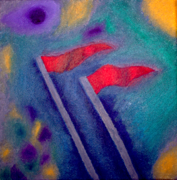 Red Flags (2023, Oil Alla Prima on 8"x8" Canvas)
