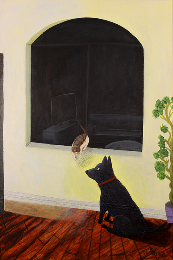 The front Door Opens (2025, Acrylic on 20"x30" Canvas)
