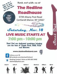 Come join Steel Owl for a night of great food, great drinks, and of course, great music!!!