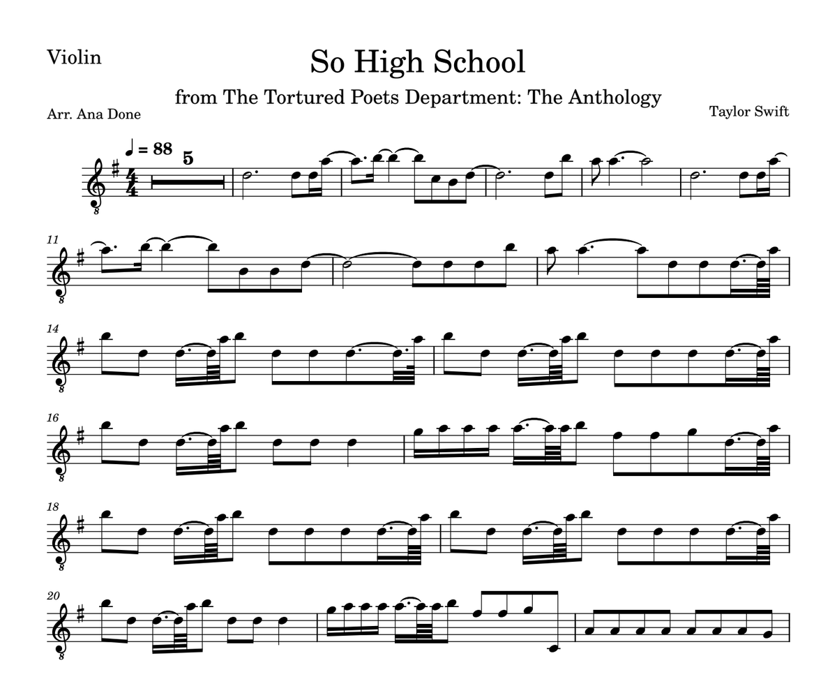 So High School (Wedding Violin Sheet Music)