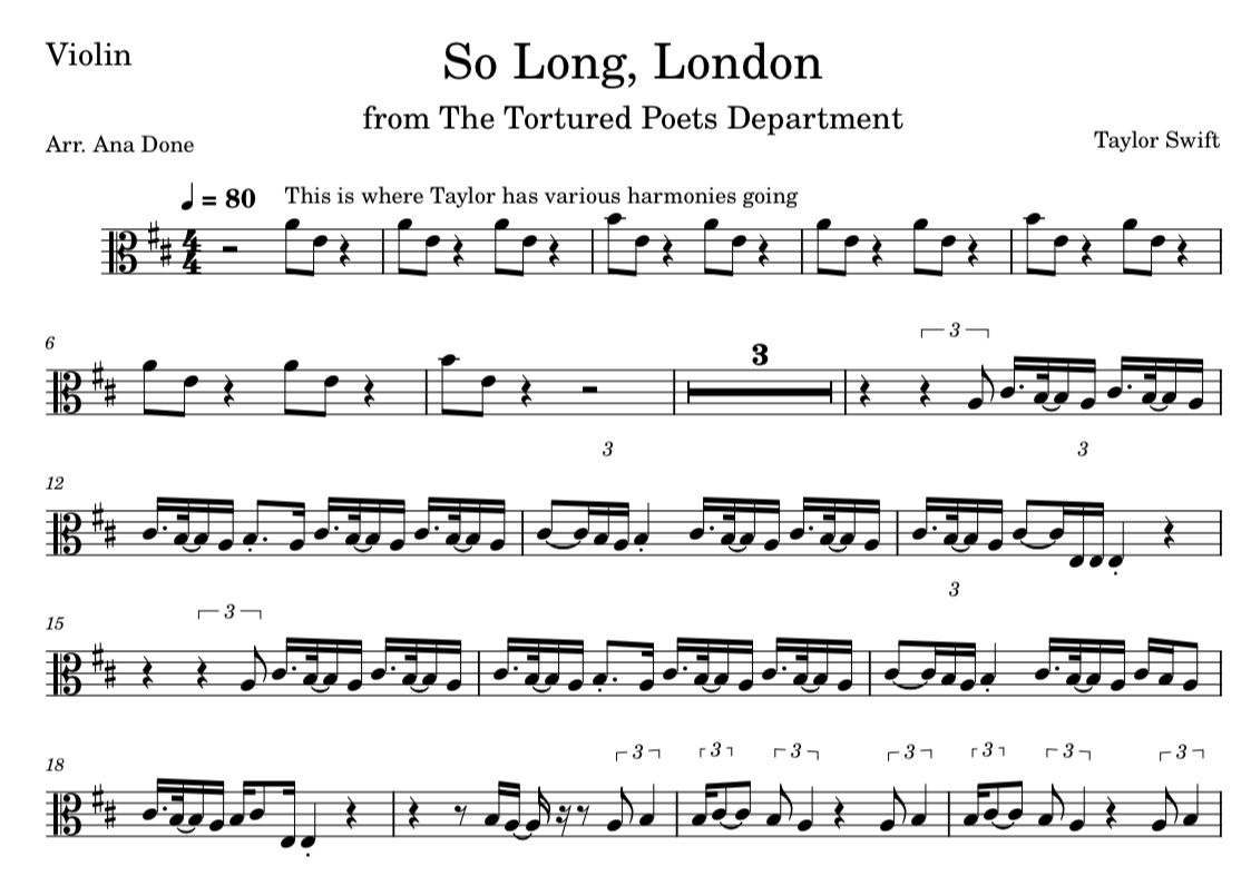 So Long, London (Viola Sheet Music)