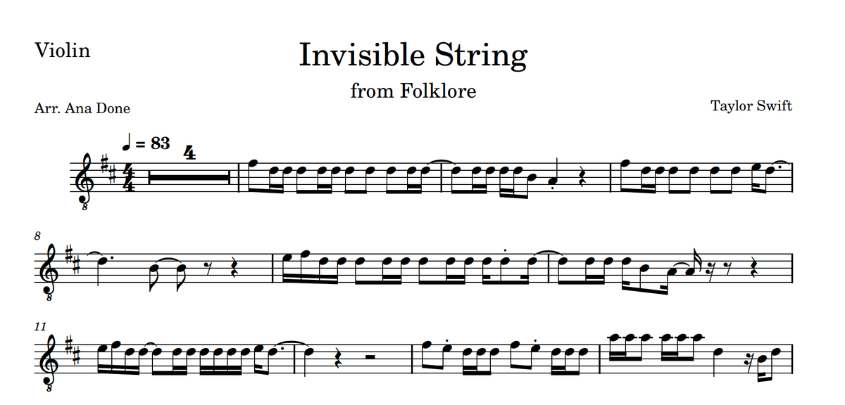 Invisible String (Violin Sheet Music)