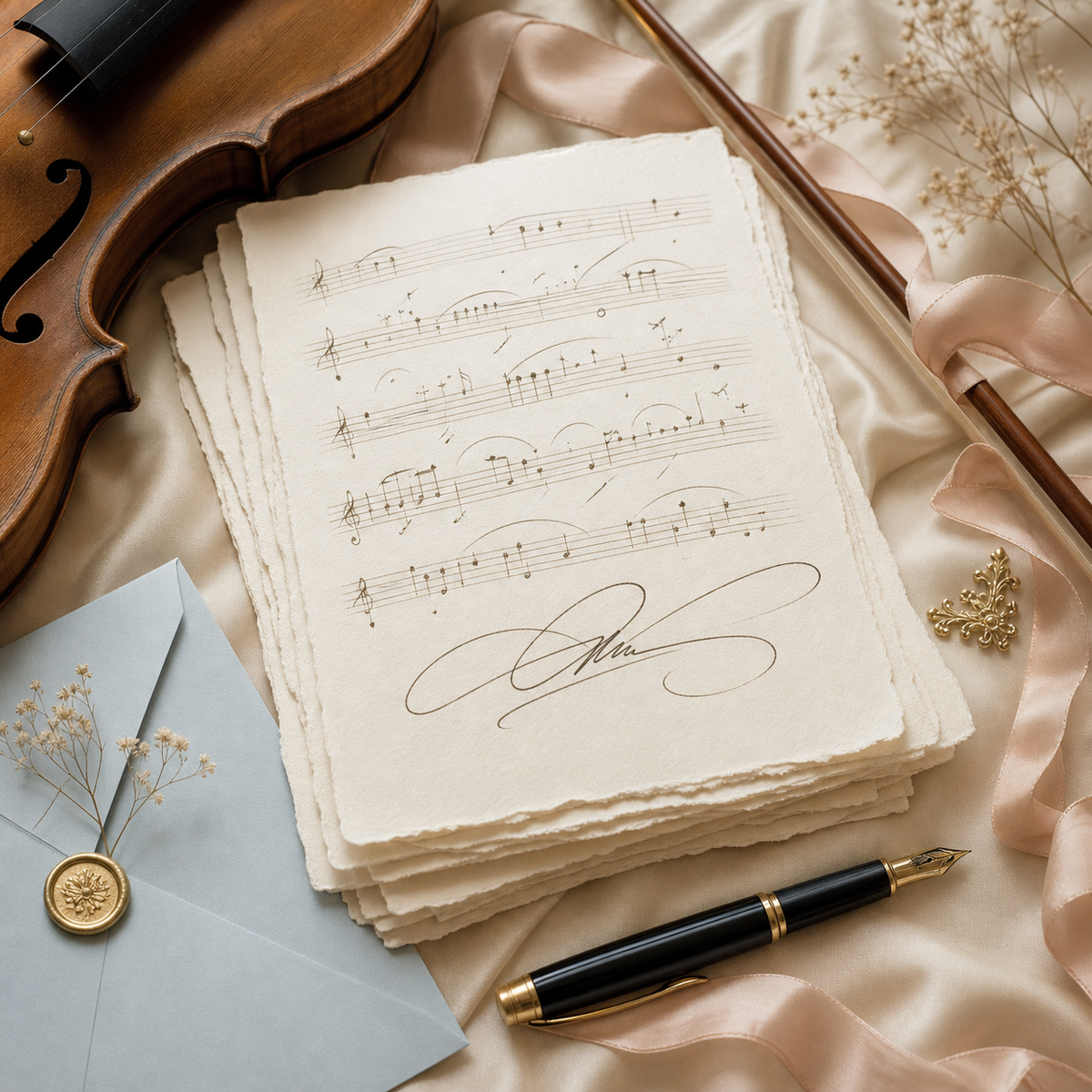add printed + autographed sheet music (no frame)