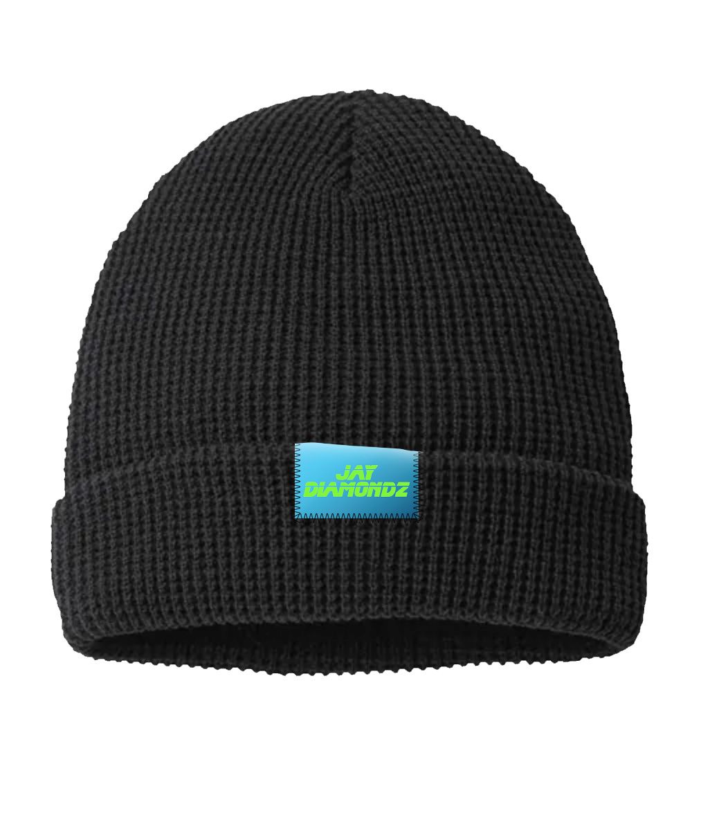 Jay Diamondz Neon Patch Beanie-Richardson Waffle Cuffed (Hand-Sewn)