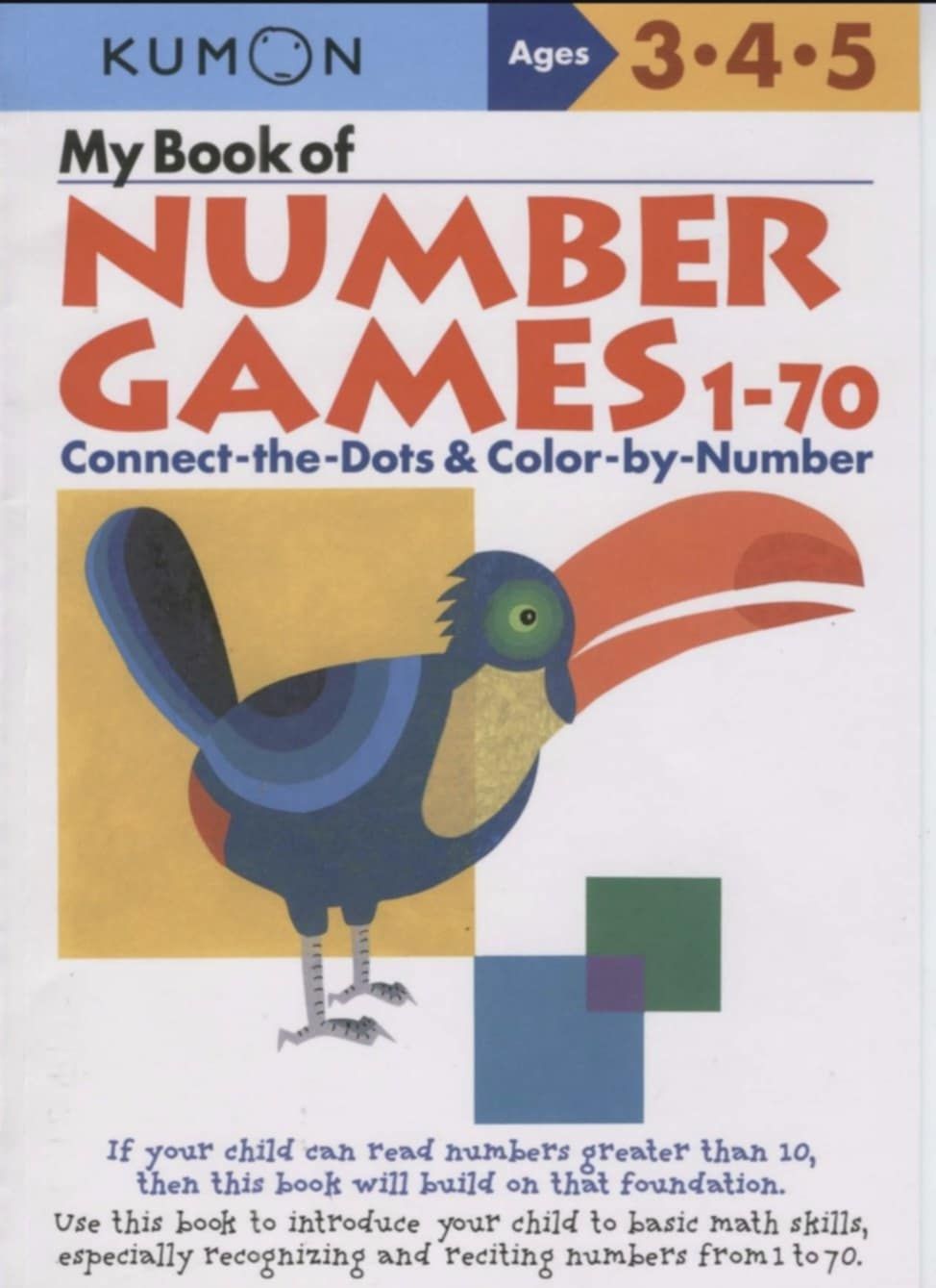 My Book of Number Games 1-70 Connect the Dots& Color by Number - Kumon Ages 3-4-5 
