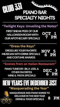 Club 331 Piano Bar - Halloween Deck Preview (w/Apothecary Bar drink specials!!!)