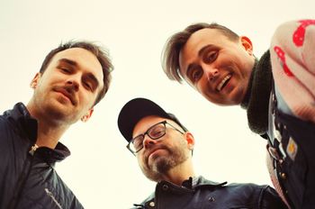 L to r: Ian Strobino (he/him, drums), Zach Goforth (he/him, bass)  and Margot Biever (she/her, guitar)
