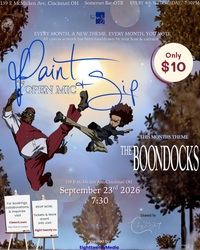 Boondocks themed Paint & Sip Open Mic