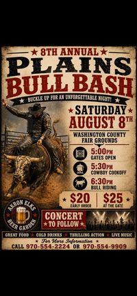 Plains Bull Bash followed by live music by Jason Wulf Band