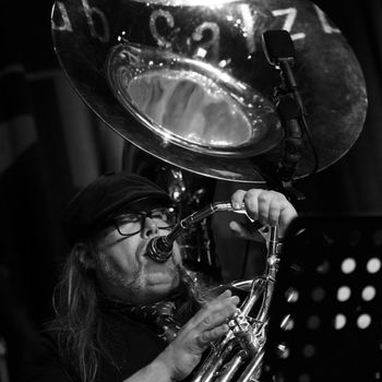with Ray Anderson’s Pocket Brass Band in Salzburg Austria.  One of my first gigs on the Eastman EPH409 Sousaphone (so shiny!)
