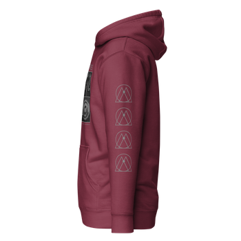 GLASSFIRES - Purgatory Unisex Hoodie (Maroon) (Left Sleeve)
