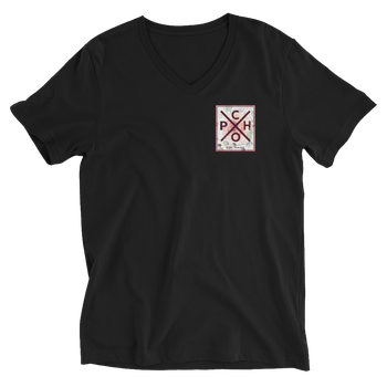 GLASSFIRES - Floral Unisex Short Sleeve V-Neck T-Shirt (Black) (Front)
