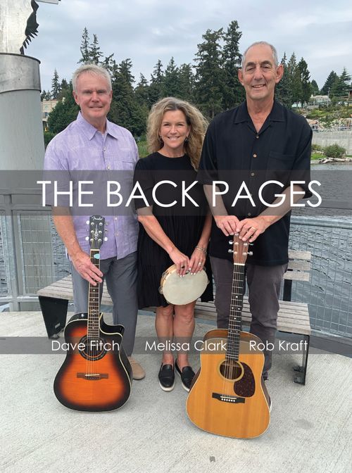 The Back Pages trio at an outdoor brewery performance, Pacific Northwest