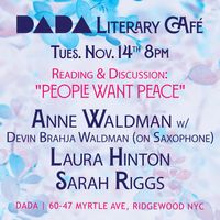 Dada Literary Café: Anne Waldman, Laura Hinton, Sarah Riggs